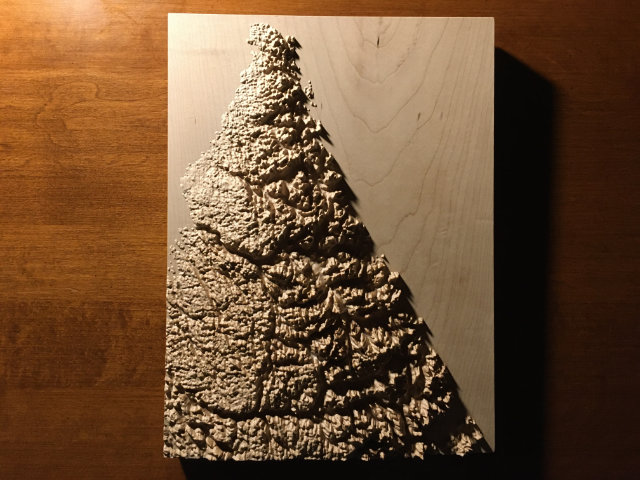 preview of three-dimensional wood-carved relief map of the mountains of the Torngat Mountains, Labrador, Canada