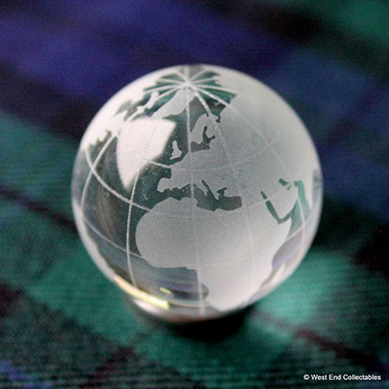 Clear Frosted Glass Earth Globe Marble from West End Collectables