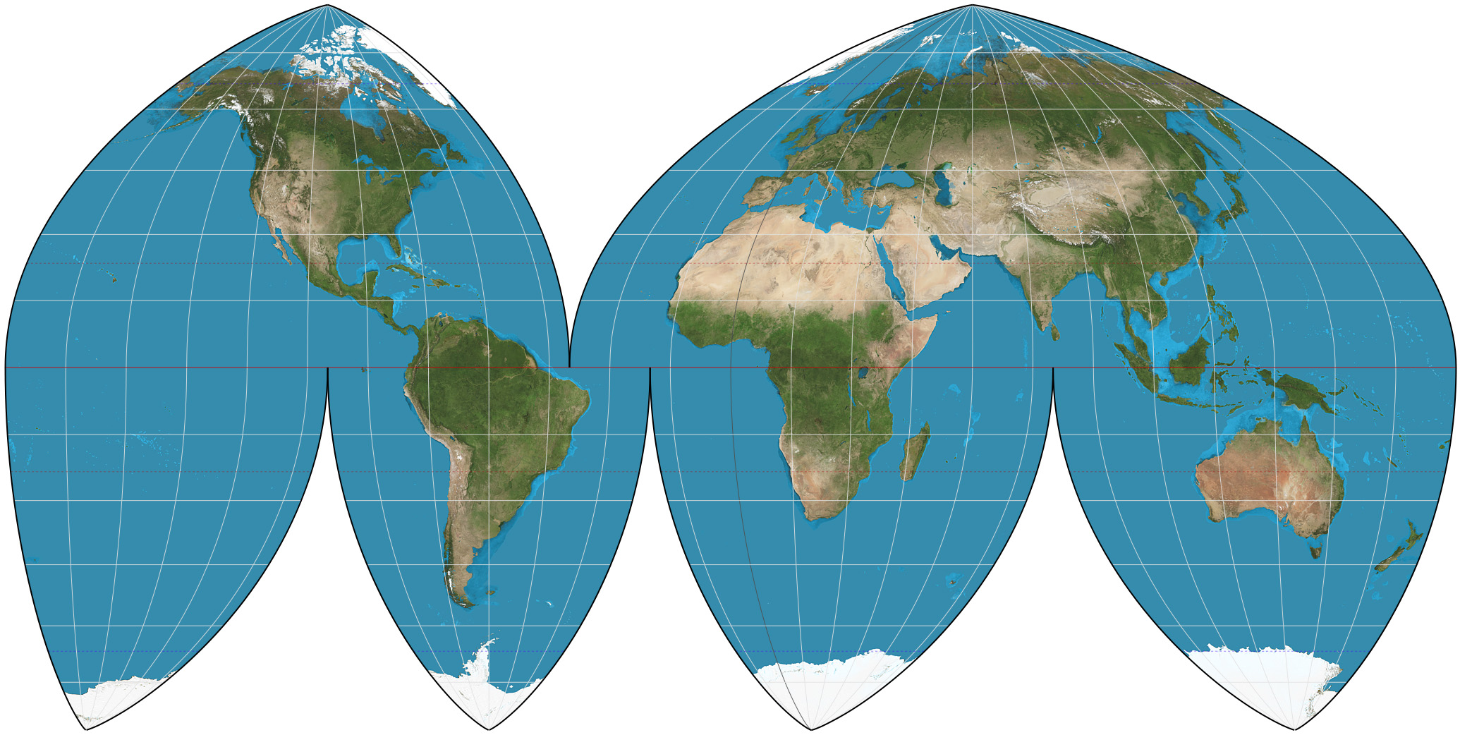 map of the world using the Boggs eumorphic projection