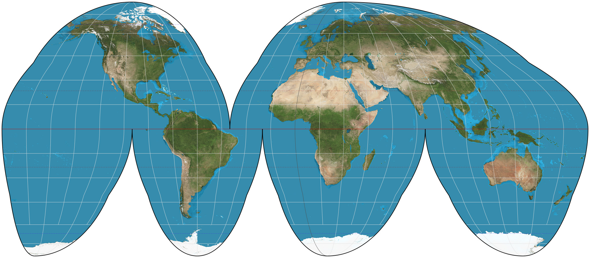 map of the world using the Goode homolosine projection