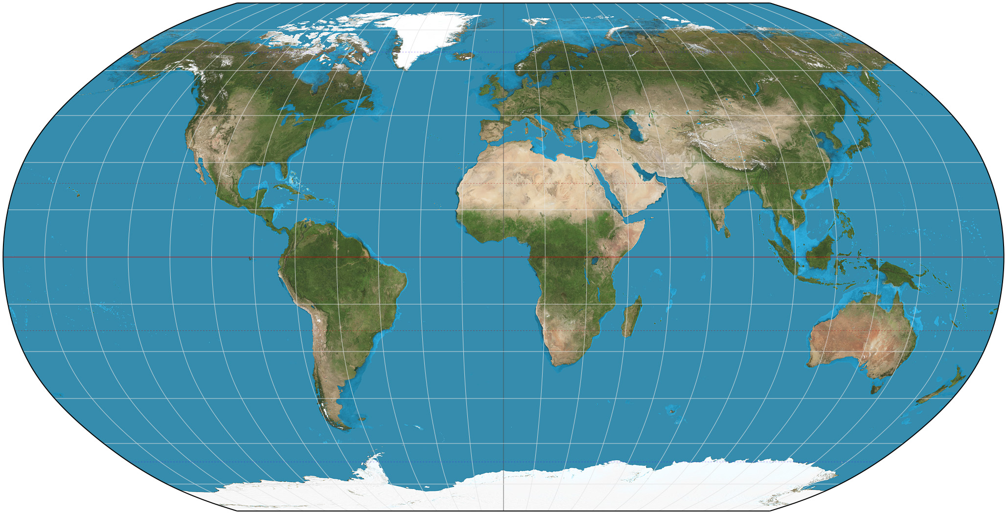 map of the world using the Robinson projection