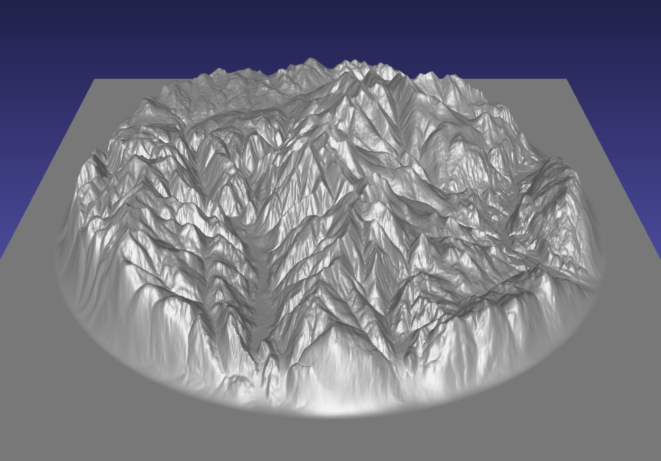computer model used to carve a three-dimensional relief map of the mountains of the Rossland Range