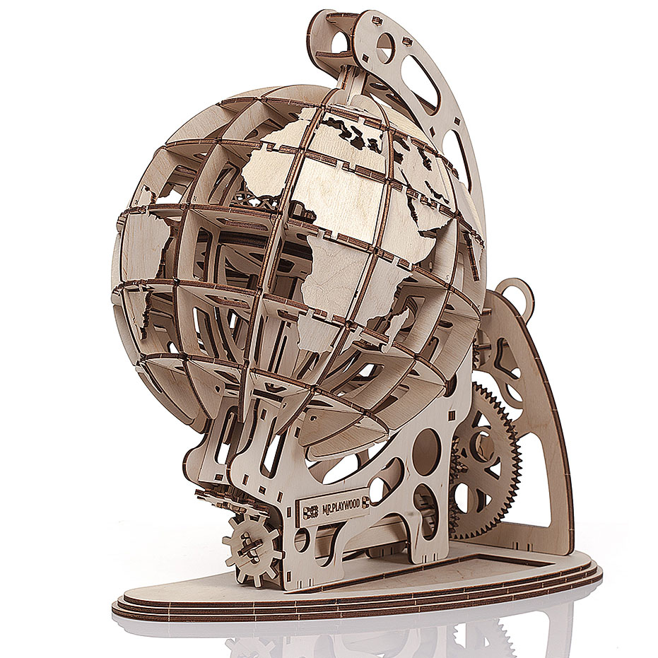 mechanical plywood puzzle globe from Mr. Playwood