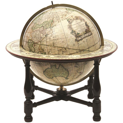 Floor globe by John Newton, cartography by William Palmer, 1782, State Library, New South Wales